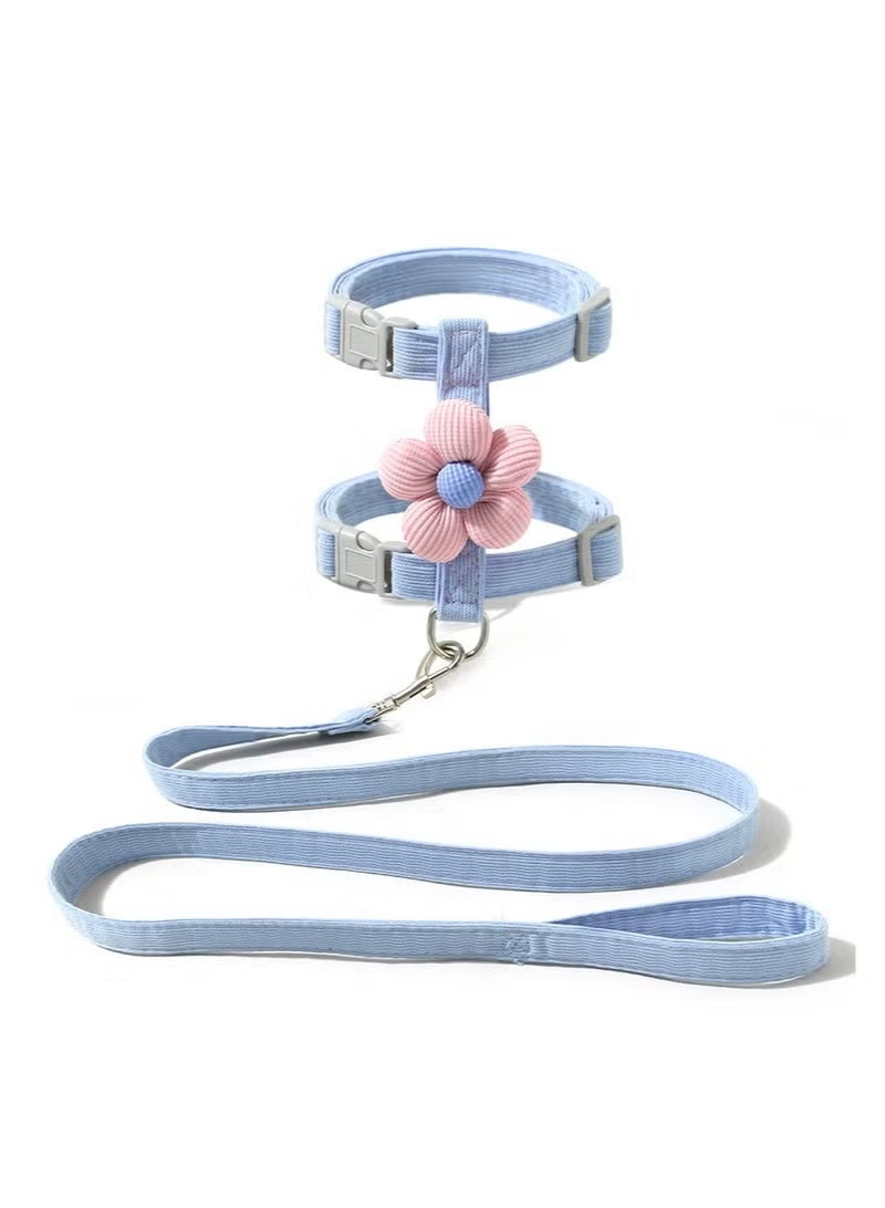 طقم حزام صدر للقطط قابل للتعديل مع مقود – حزام قطط ناعم مقاوم للهروب مزين بالزهور، مناسب للتنزه الخارجي للقطط والجراء والكلاب الصغيرة - Image 4